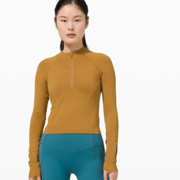NWT Lululemon swiftly tech 2.0 cool half zip spice bronze SZ 12 - Picture 3 of 5
